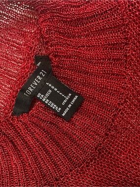 Forever 21 Metallic Red Open-Weave Sweater